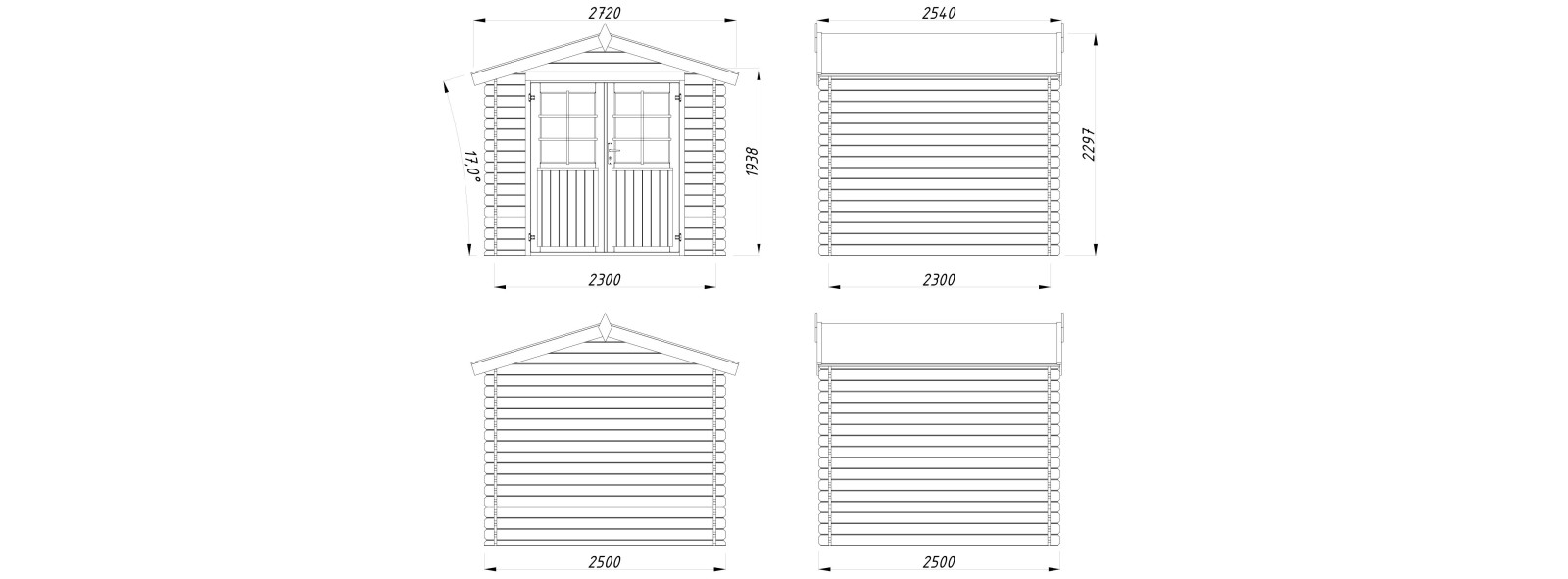 Casetta in legno Noemi 250x250 cm 28 mm – Losa Legnami