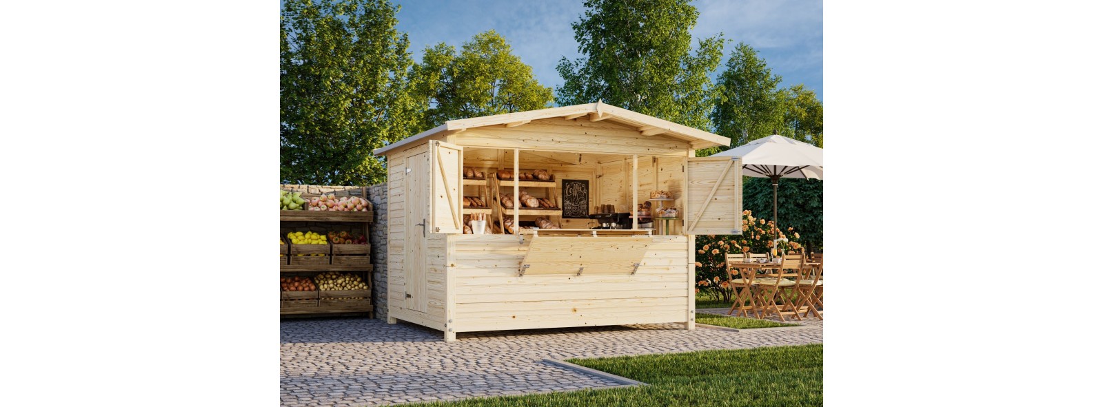 Chiosco in legno pieghevole Marian 300x228 cm – Losa Legnami