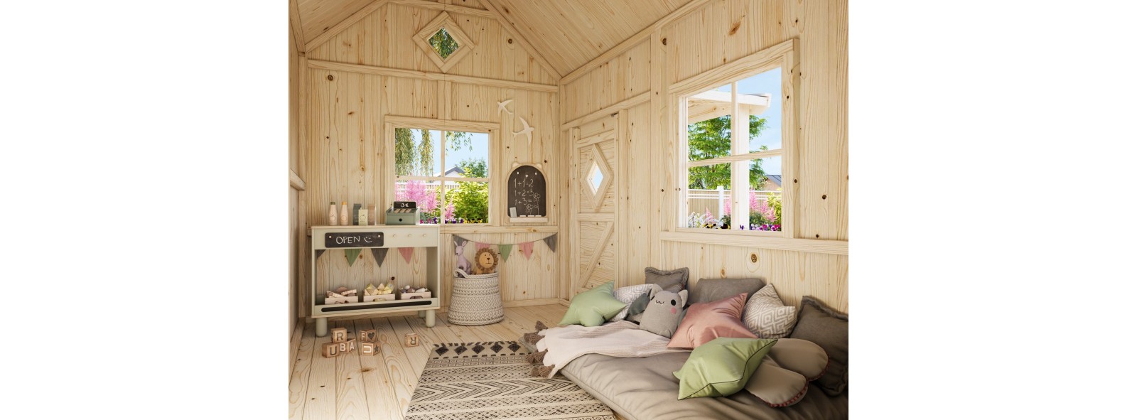 Casetta per bambini in legno Otto 233x157 cm – Losa Legnami