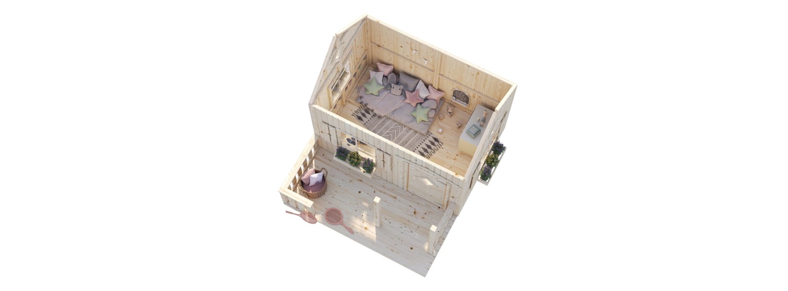 Casetta per bambini in legno Otto 233x157 cm – Losa Legnami