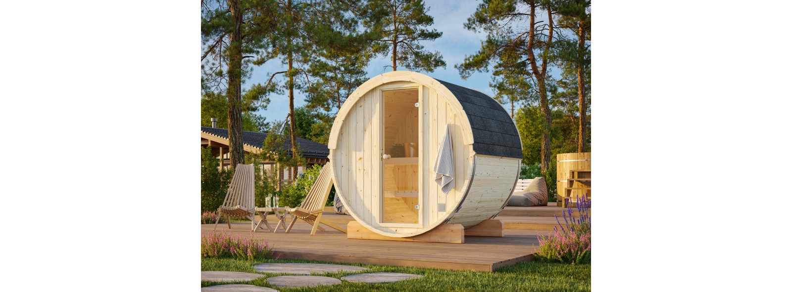 Sauna da esterno Anita con stufa Narvi 3,6 kW – Losa Legnami