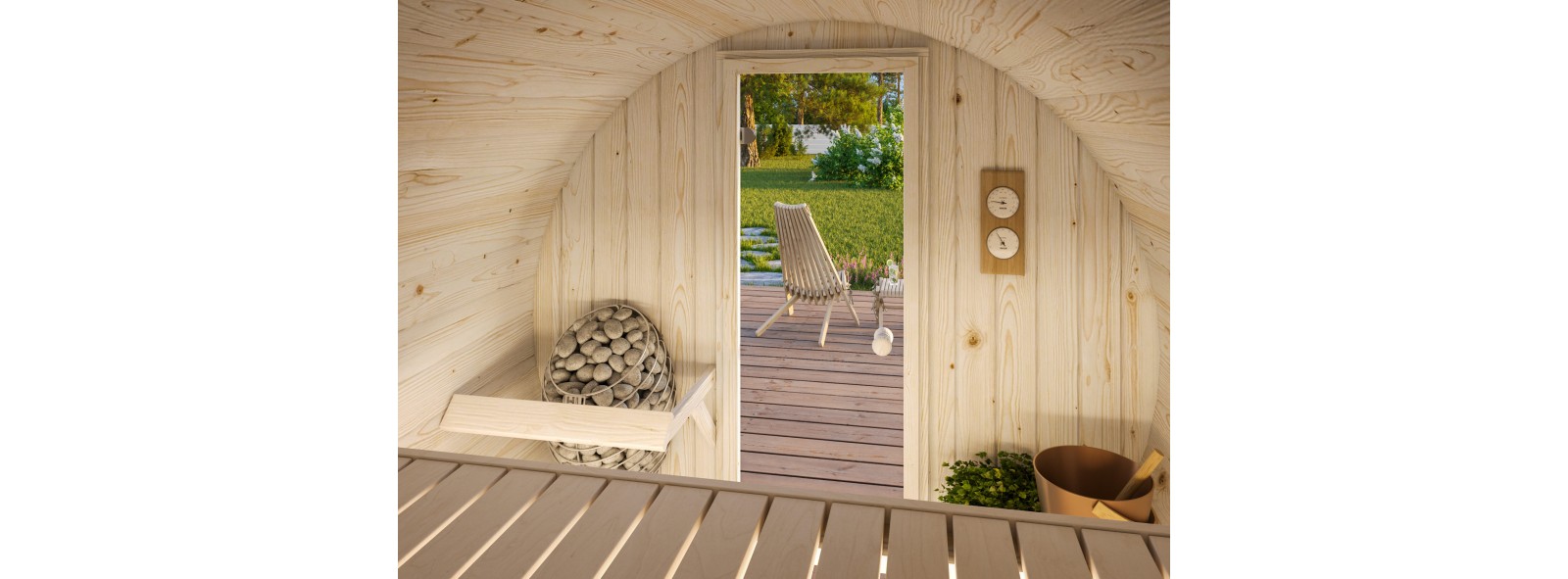 Sauna da esterno Anita con stufa Narvi 3,6 kW – Losa Legnami