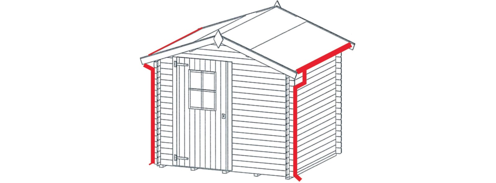 Kit grondaia D per casette, falde 301-349 cm | Losa