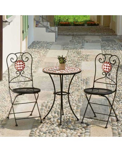 Sedia Mosaico in ferro nero da giardino Mama Garden CHM 02